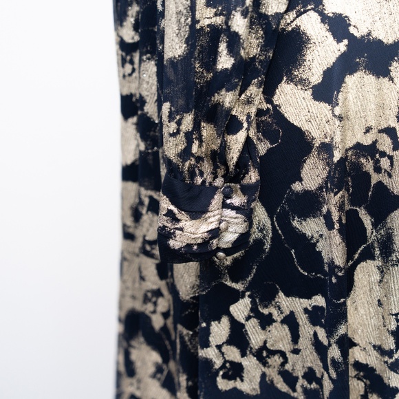 Betsy & Adam - Plus Size Foil Printed Mesh Gown - Picture 13 of 13